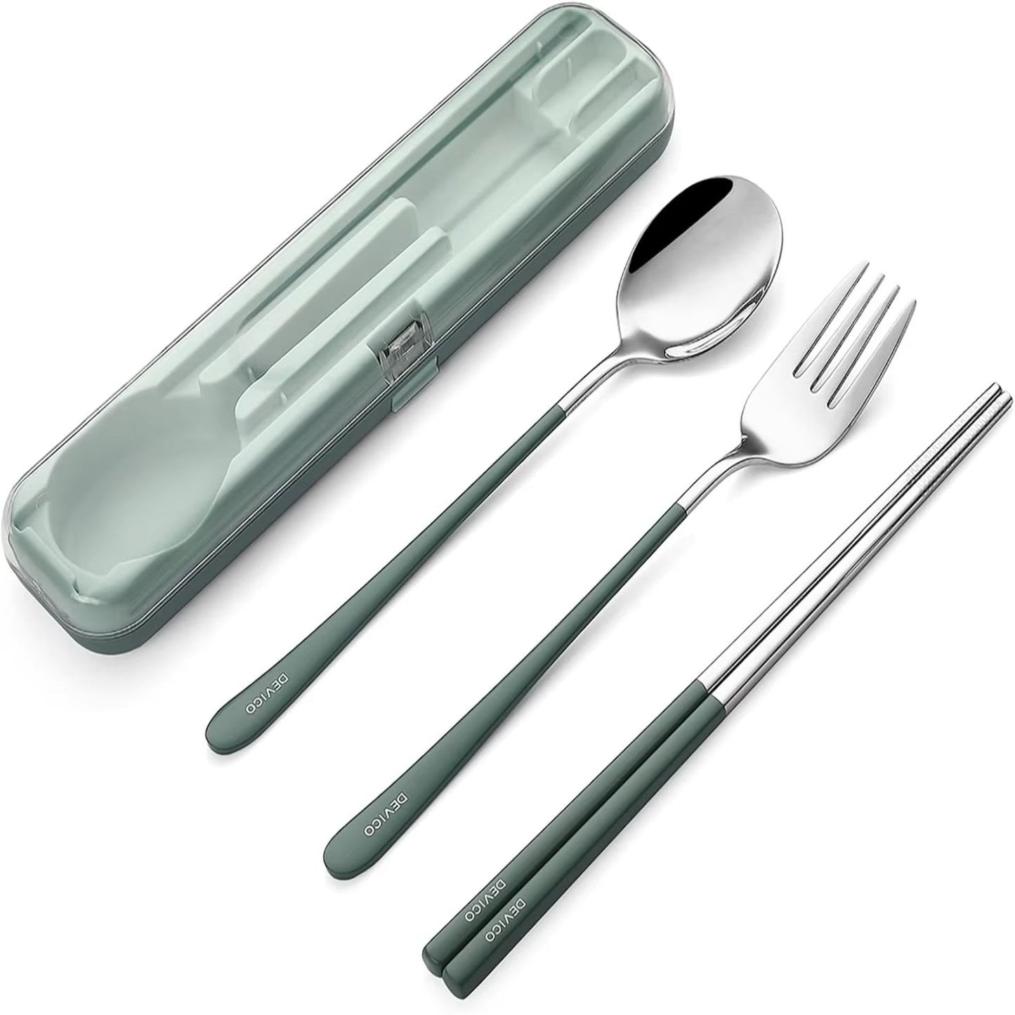 Portable Utensils, Travel Reusable Silverware Flatware Set for Lunch, 18/8 Stainless Steel 4-Piece Camping Cutlery Include Fork