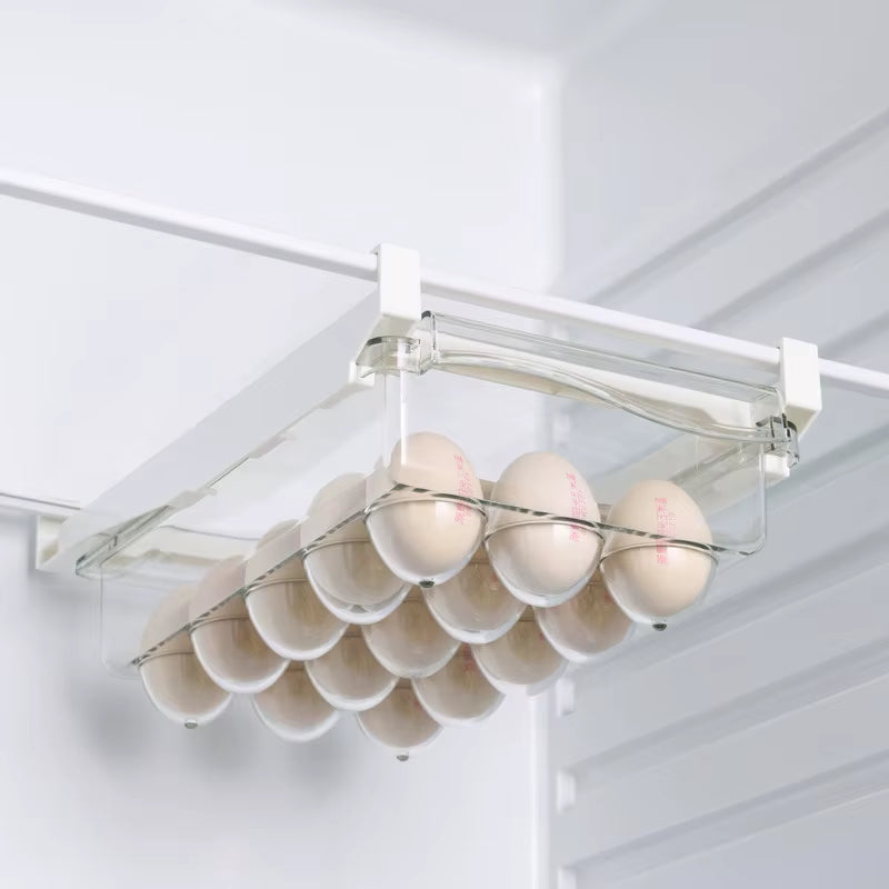 Plastic Clear Fridge Organizer Slide under Shelf Drawer Box Rack Holder Refrigerator Drawer Kitchen Fruit Food Storage Box