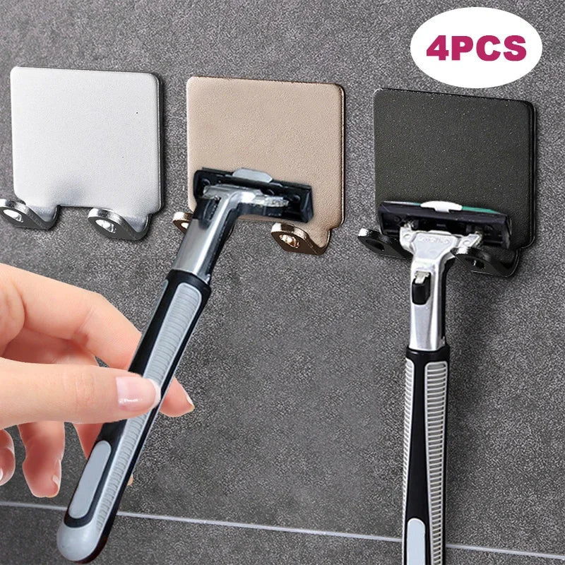 Bathroom Space Aluminum Razor Holder Storage Hook Wall Men Shaving Shaver Shelf Punch Free Razor Rack Accessories Organization