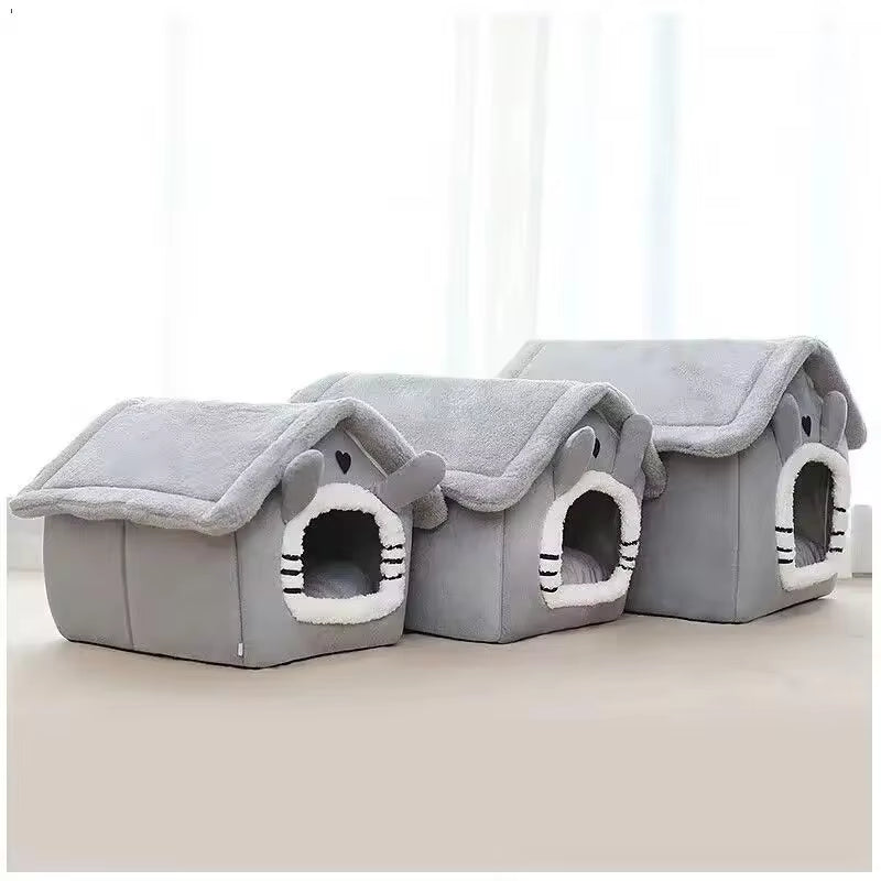 Indoor Warm Dog House Soft Pet Bed Tent House Dog Kennel Cat Bed with Removable Cushion Suitable for Small Medium Large Pets