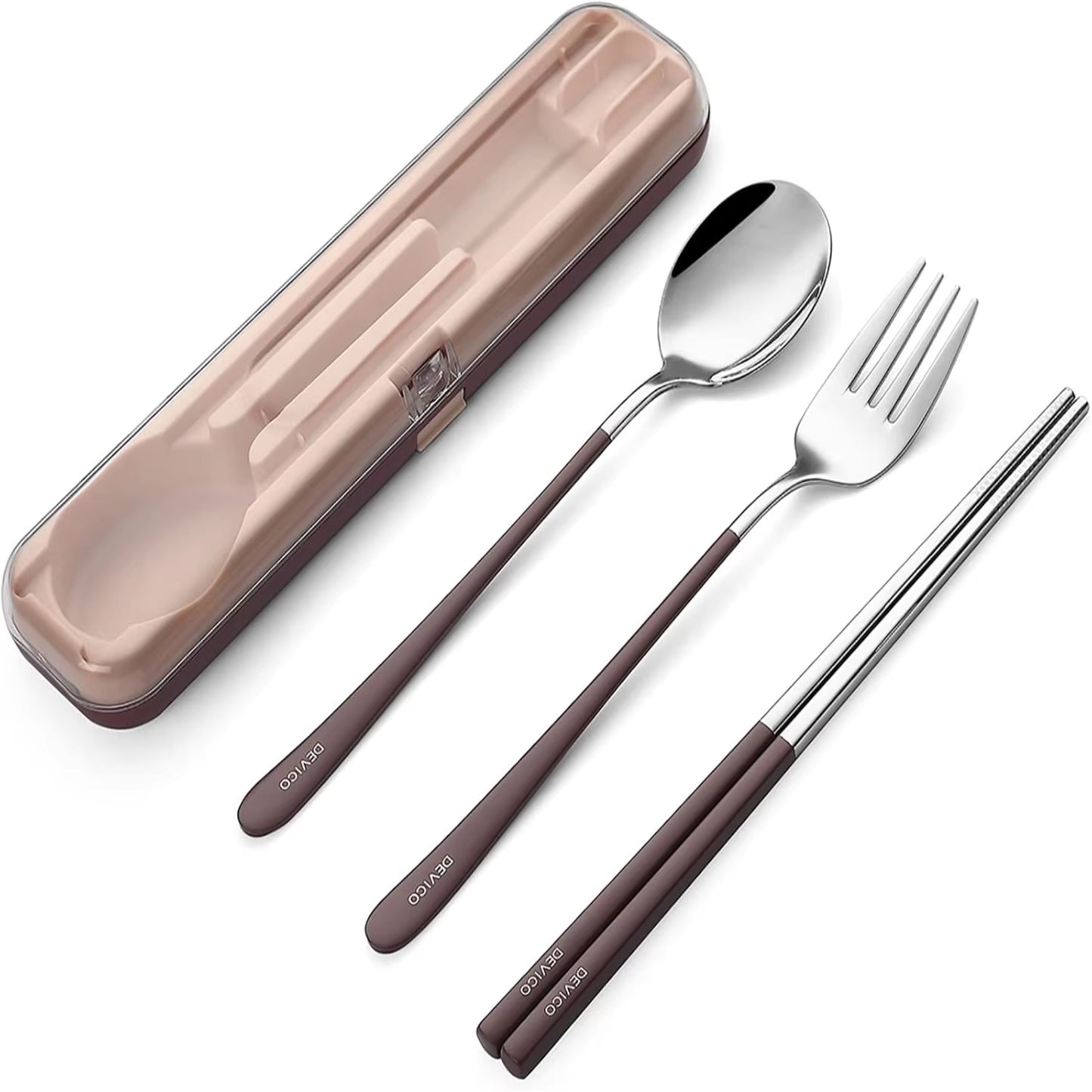 Portable Utensils, Travel Reusable Silverware Flatware Set for Lunch, 18/8 Stainless Steel 4-Piece Camping Cutlery Include Fork